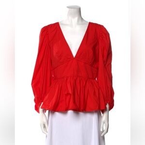 **SOLD** STAUD Red V-Neck Peplum Top